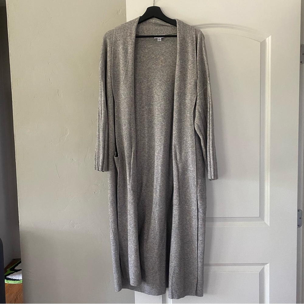 Long Grey Duster Cardigan